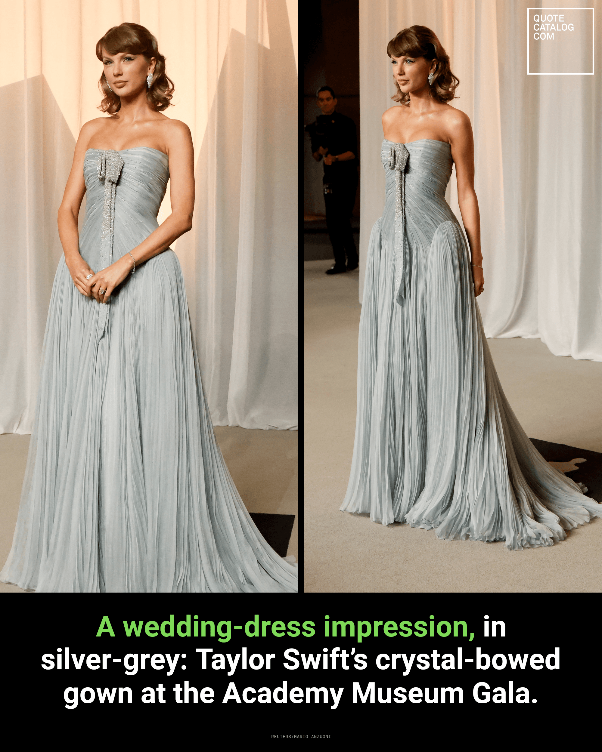 Taylor Swift wore a custom, strapless silver-grey Dior gown to the Sixth Annual Academy Museum Gala on October 17, 2026. Jonathan Anderson, who designed her…