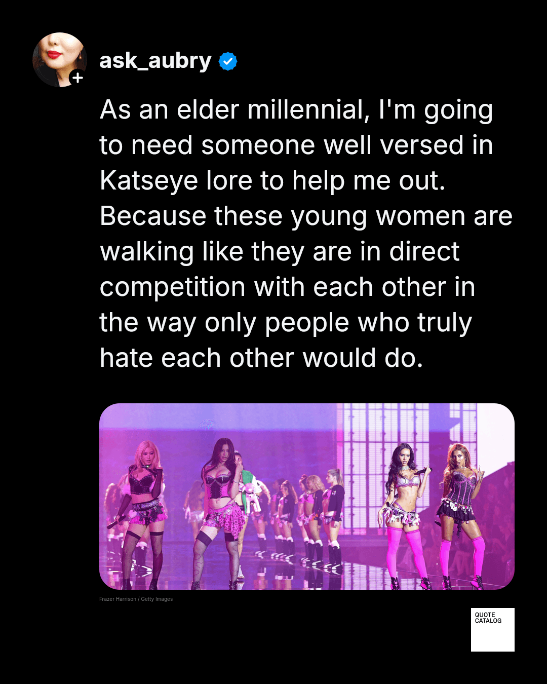 Four of Katseye's six members walked the runway at the 2026 Victoria's Secret Fashion Show on October 18 in Los Angeles, performing "Pinky Up" and "Animal" in…