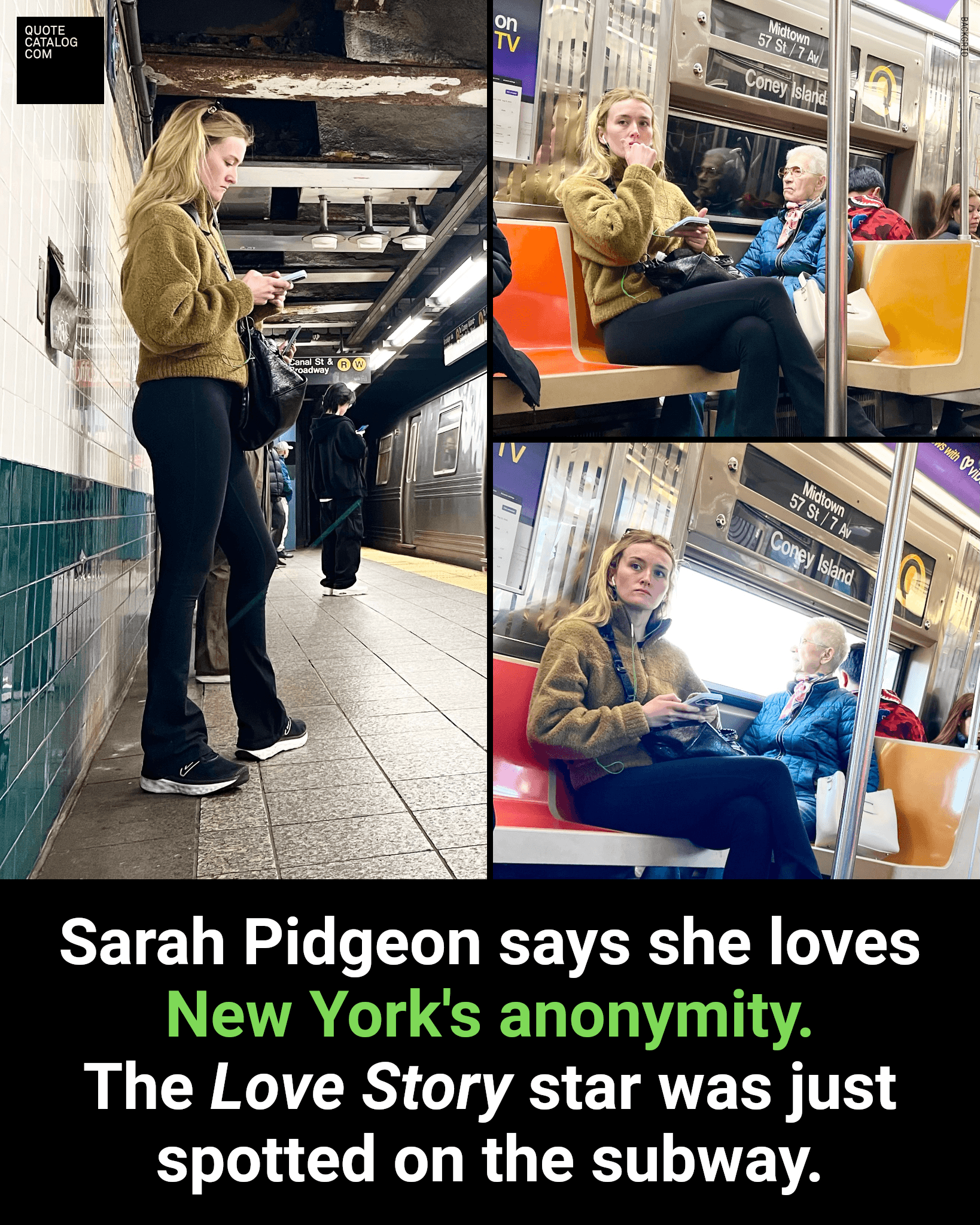 Sarah Pidgeon was spotted aboard a Coney Island-bound Q train in New York, the city where she's valued being able to go about her life without being recognized.…